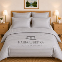 Постільна білизна Сатин страйп Сірий однотонний Сімейна (2 підковдри) Постільна білизна Сатин страйп Сірий однотонний Сімейна (2 підковдри)